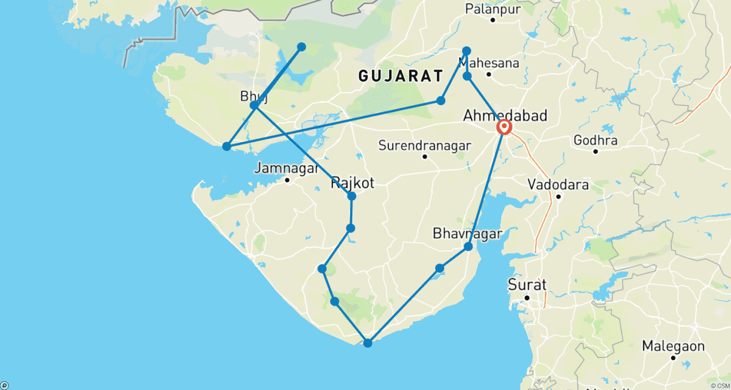خريطة مسار Gujarat Historical, Cultural, Religious & Wildlife Discovery Tour