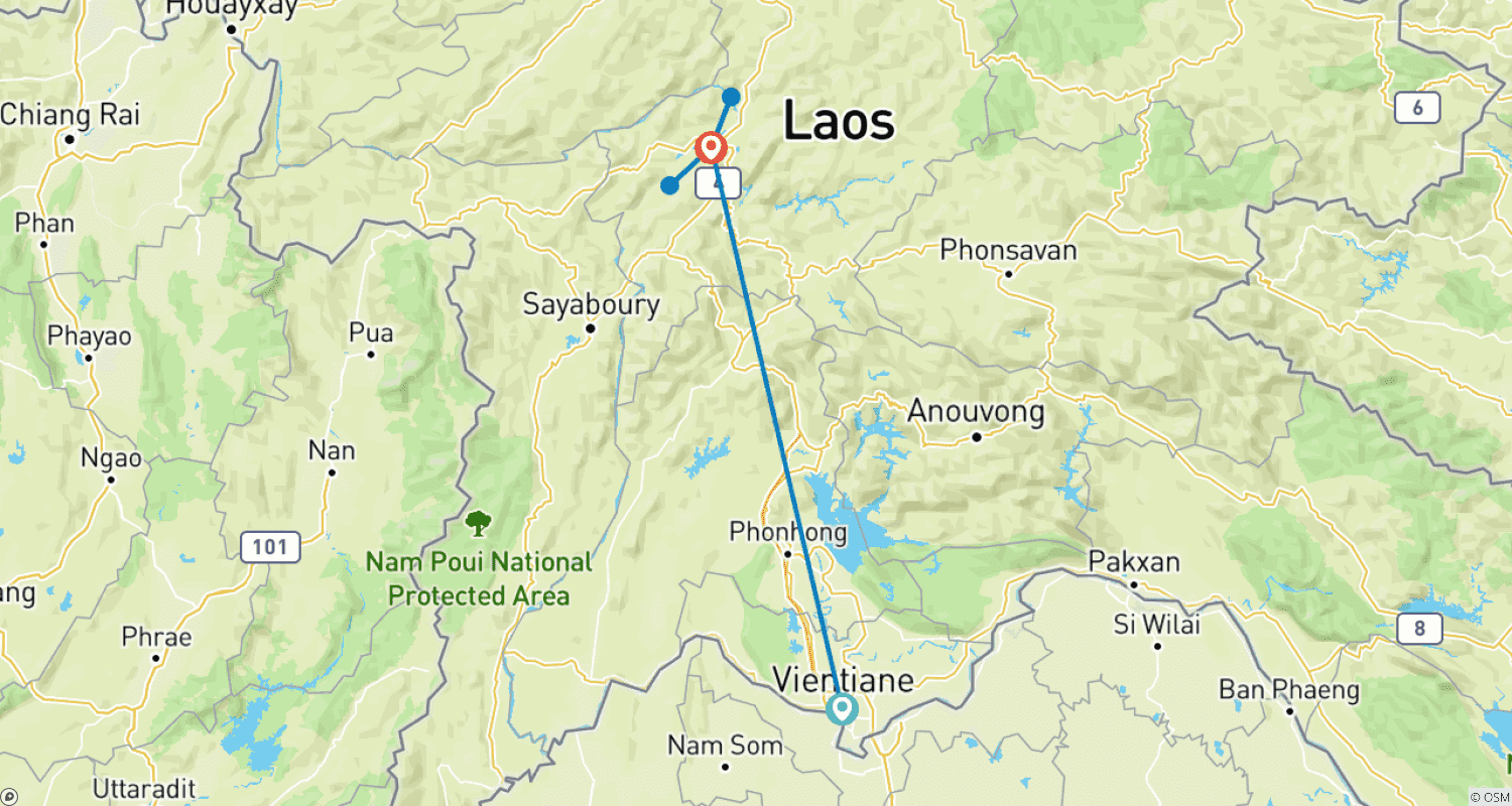 Mapa do percurso de TOUR CLÁSSICO PREMIUM EM GRUPO PEQUENO NO LAOS