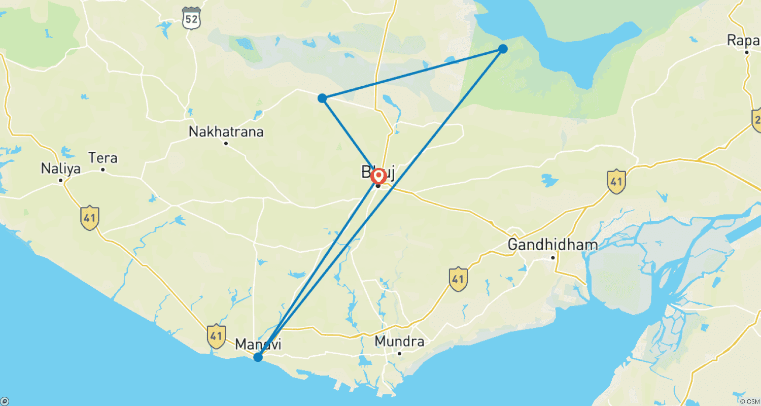 Gujarat: The Art, Craft & Nature Explorationのルートマップ