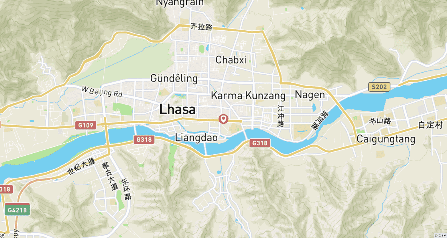 خريطة مسار Explore Lhasa Tour - The Best Of Tibet - 5 Days