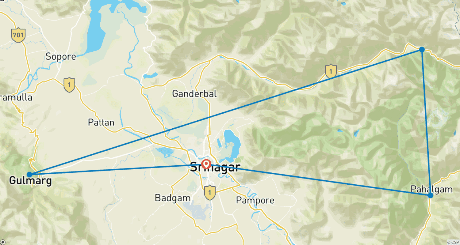 Mapa trasy: Wycieczka do Kaszmiru