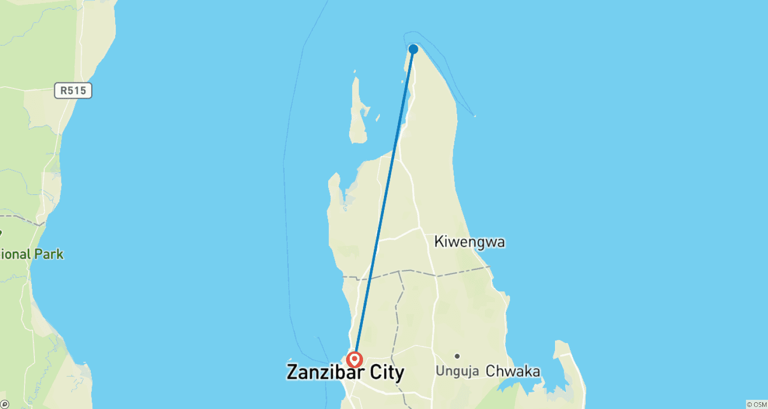 خريطة مسار 5 Days/ 4 Nights Zanzibar Beach Holiday