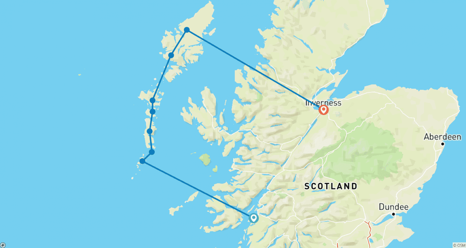Mapa trasy: Cycling the Hebridean Way - Self Guide Cycle Tour