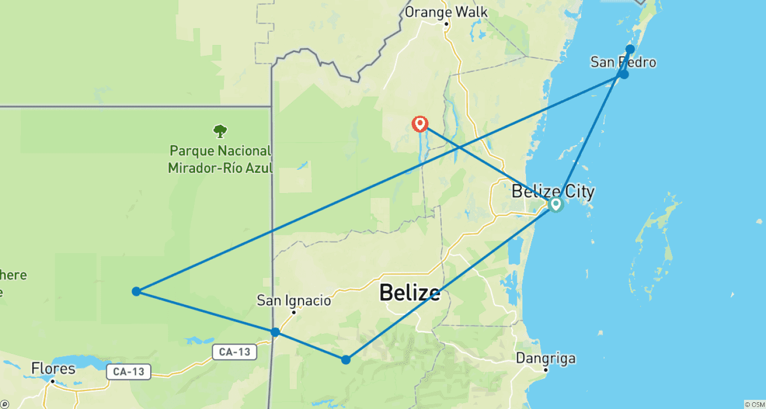 خريطة مسار Incredible Belize - 8 days