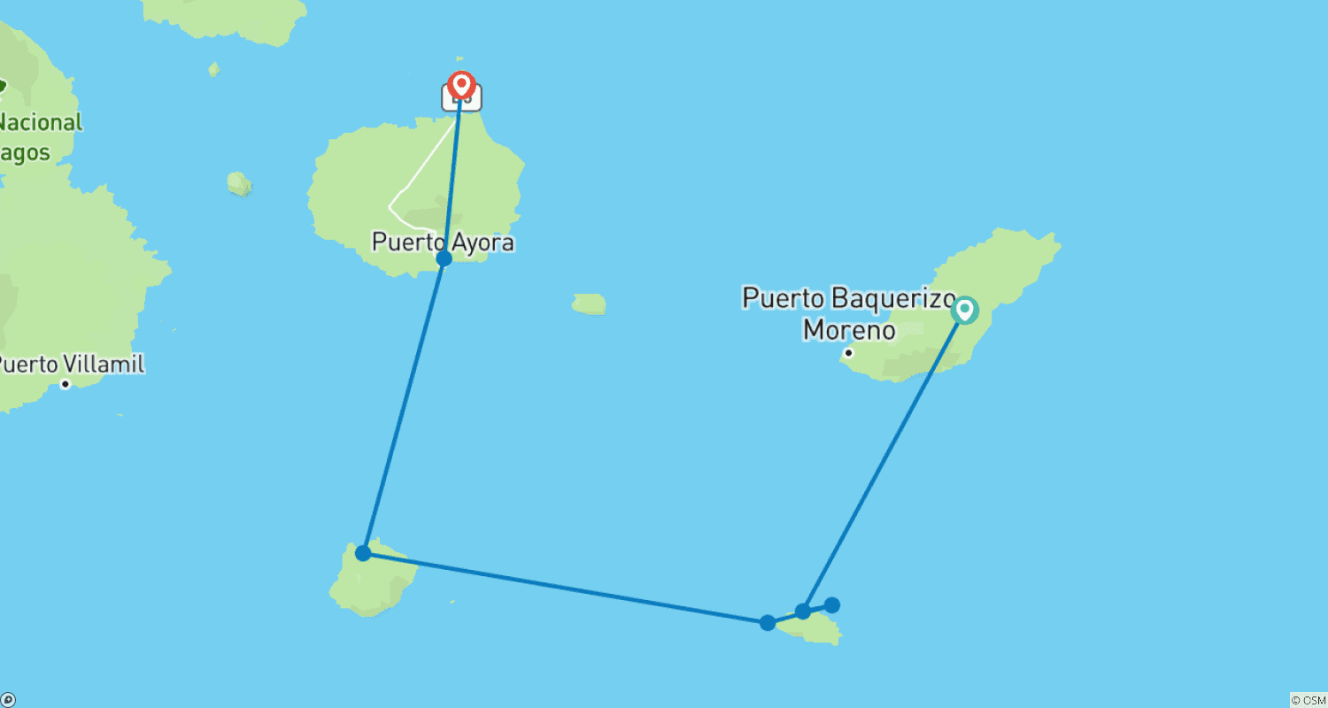 Mapa trasy: Rejs po Galapagos - Wyspy Południowo-Wschodnie w 4 Dni na pokładzie Monserrat