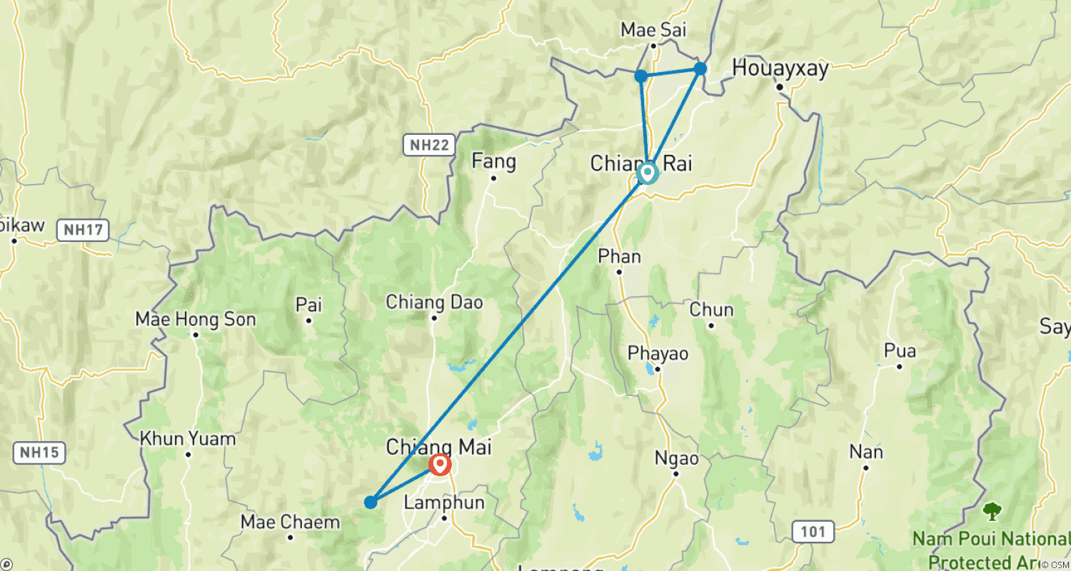 Mapa trasy: The Best of North Thailand, Private Tour