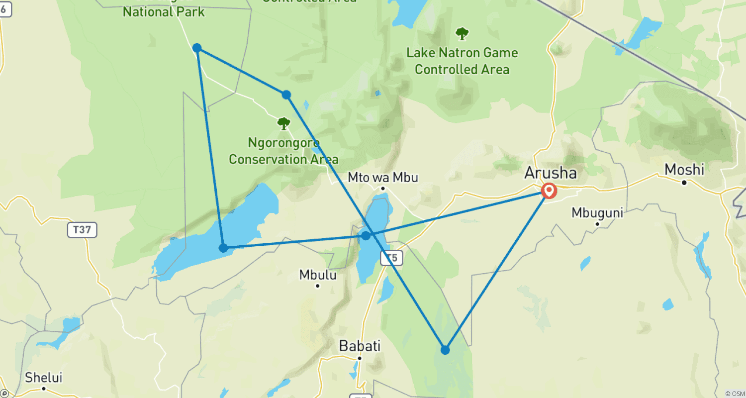 خريطة مسار Tailor-Made 9 Days Private Tanzania Northern Circuit Trip