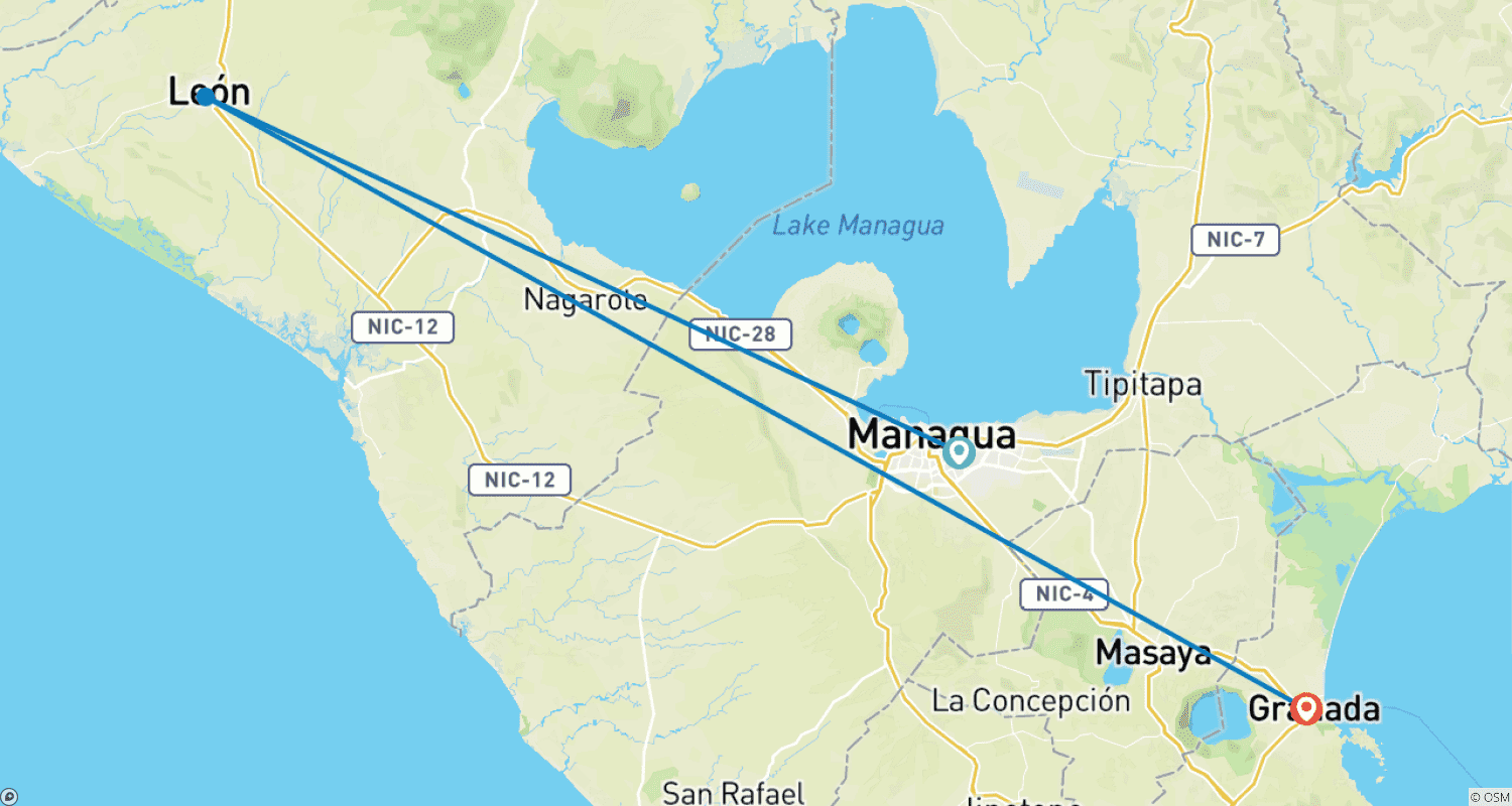 Mapa trasy: Nikaragua - Klasyczna Nikaragua - 5 dni