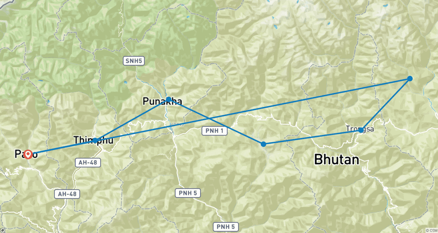 خريطة مسار Bhutan Photography Tour: 8N/9D