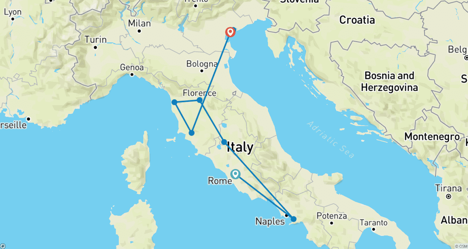 Mapa trasy: Easy Pace Italy - Mała Grupa, Zima 2021 2022 (11 Dni)