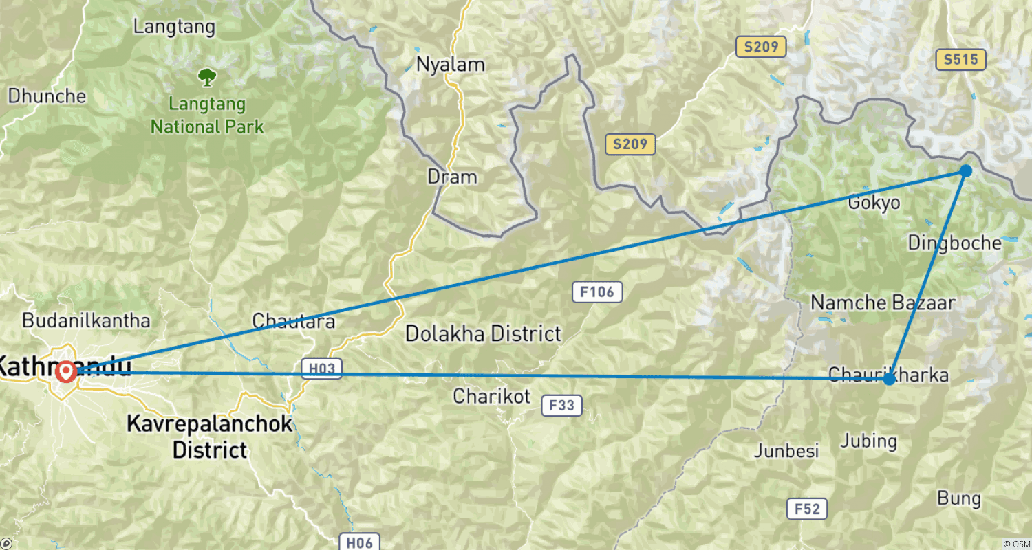 Mapa trasy: Wspólna wycieczka helikopterem do bazy pod Mount Everest