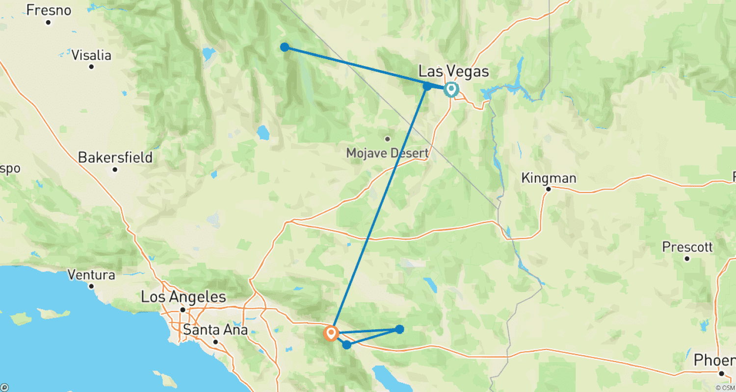 Mapa trasy: 5 Dni Dolina Śmierci i Joshua Tree