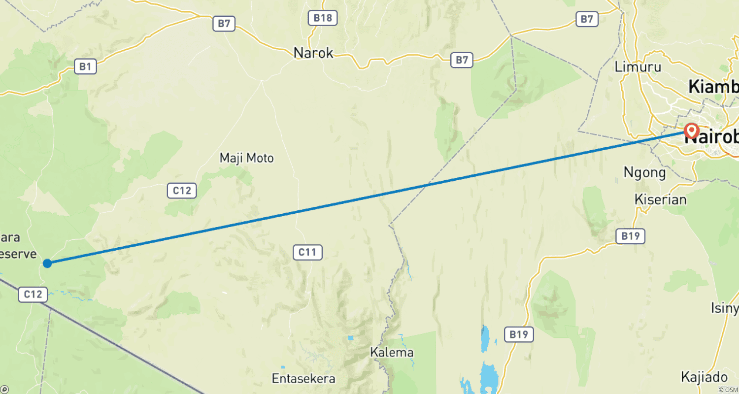 Mapa do percurso de Customized Private Kenya Masai Mara Safari, Daily Depart & 4-stars Lodge