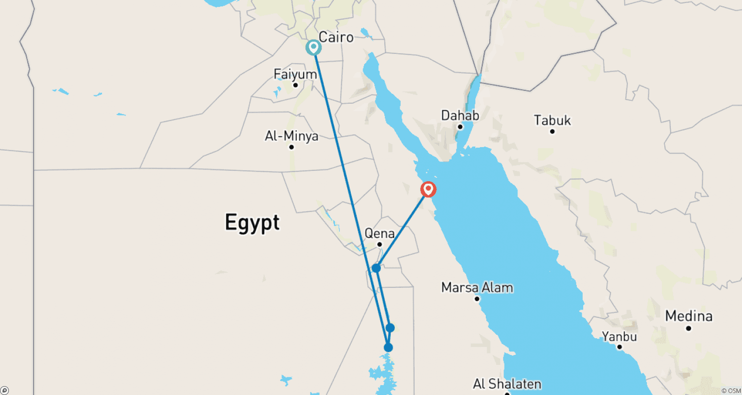 EGYPT Group Travel Pyramids Nile Cruiseのルートマップ
