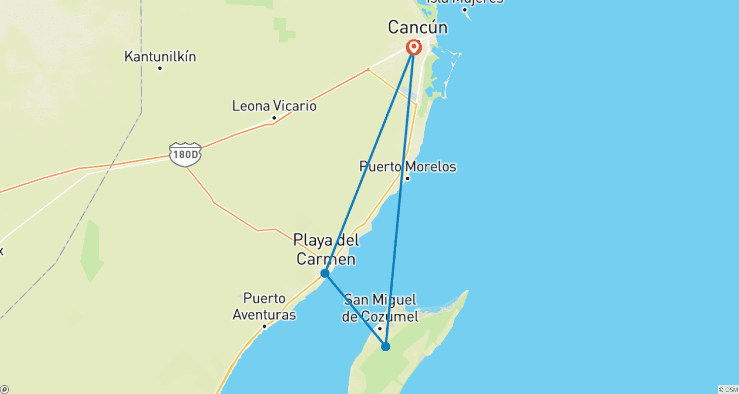 خريطة مسار MEXICO – Ruins Cenotes & Swim with Whale Shark
