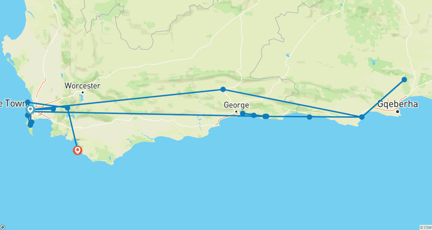 خريطة مسار SOUTH AFRICA – Cape Town with Garden Route