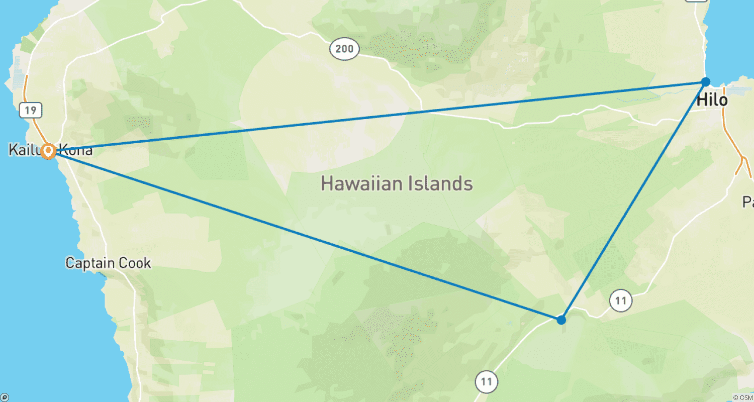 Mapa trasy: USA – Hawaje Wielka Wyspa Wulkany i Plaże