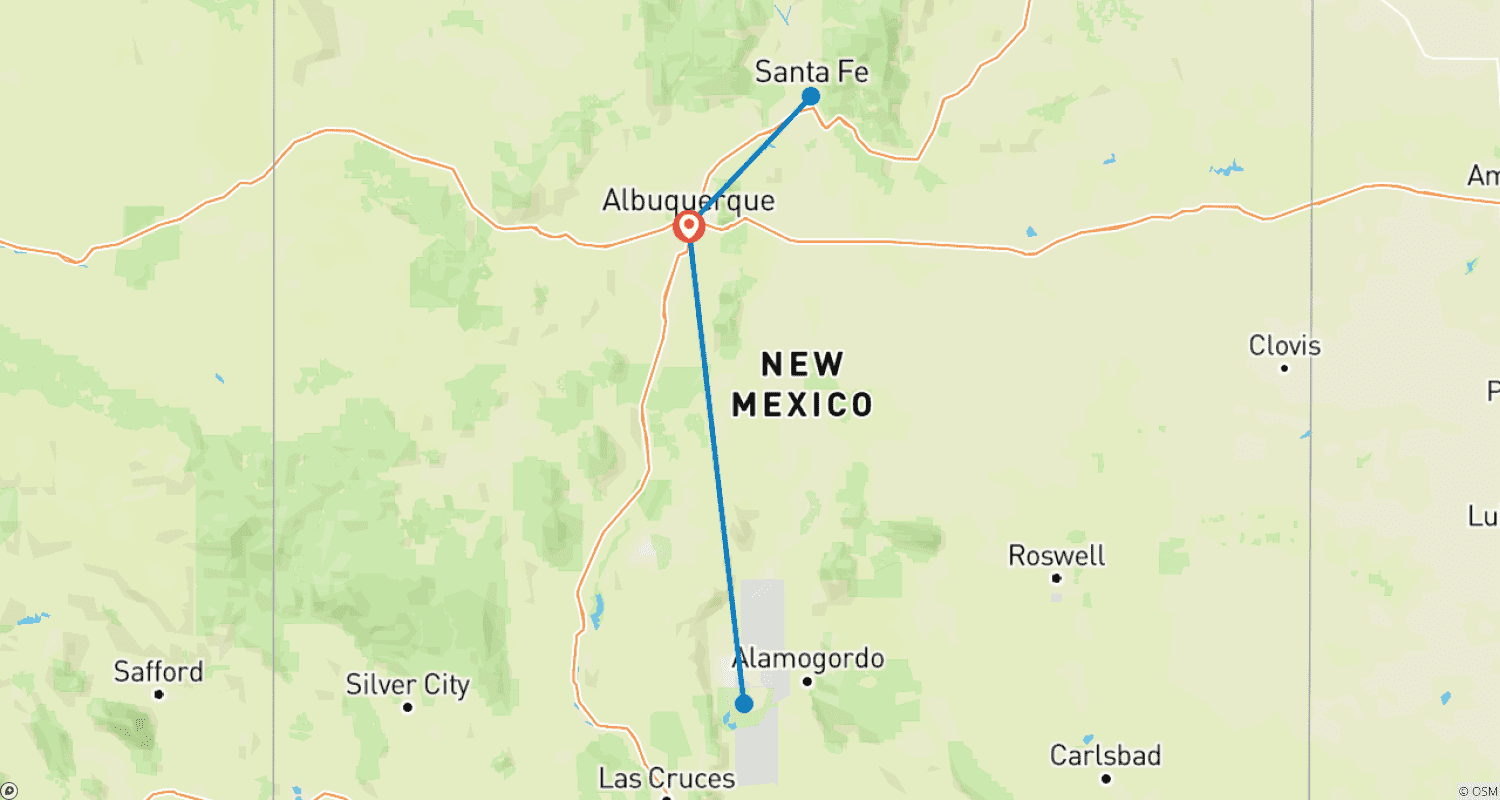 Mapa trasy: Najważniejsze atrakcje Nowego Meksyku - Festiwal Balonów i Santa Fe