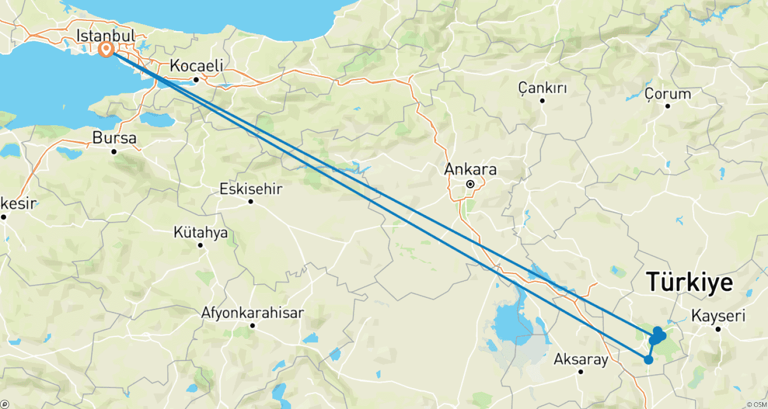 خريطة مسار Customized Private 6 Days Turkey Trip to Istanbul & Cappadocia, Daily Start