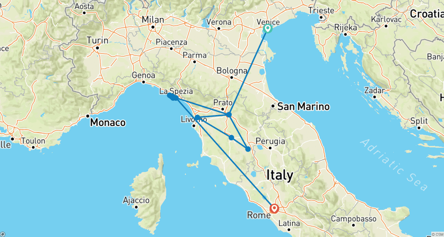 Italy By Trainのルートマップ