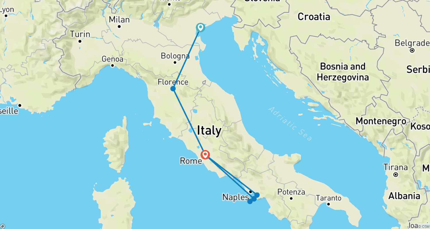 Mapa trasy: Smaki Włoch i Wybrzeże Amalfi