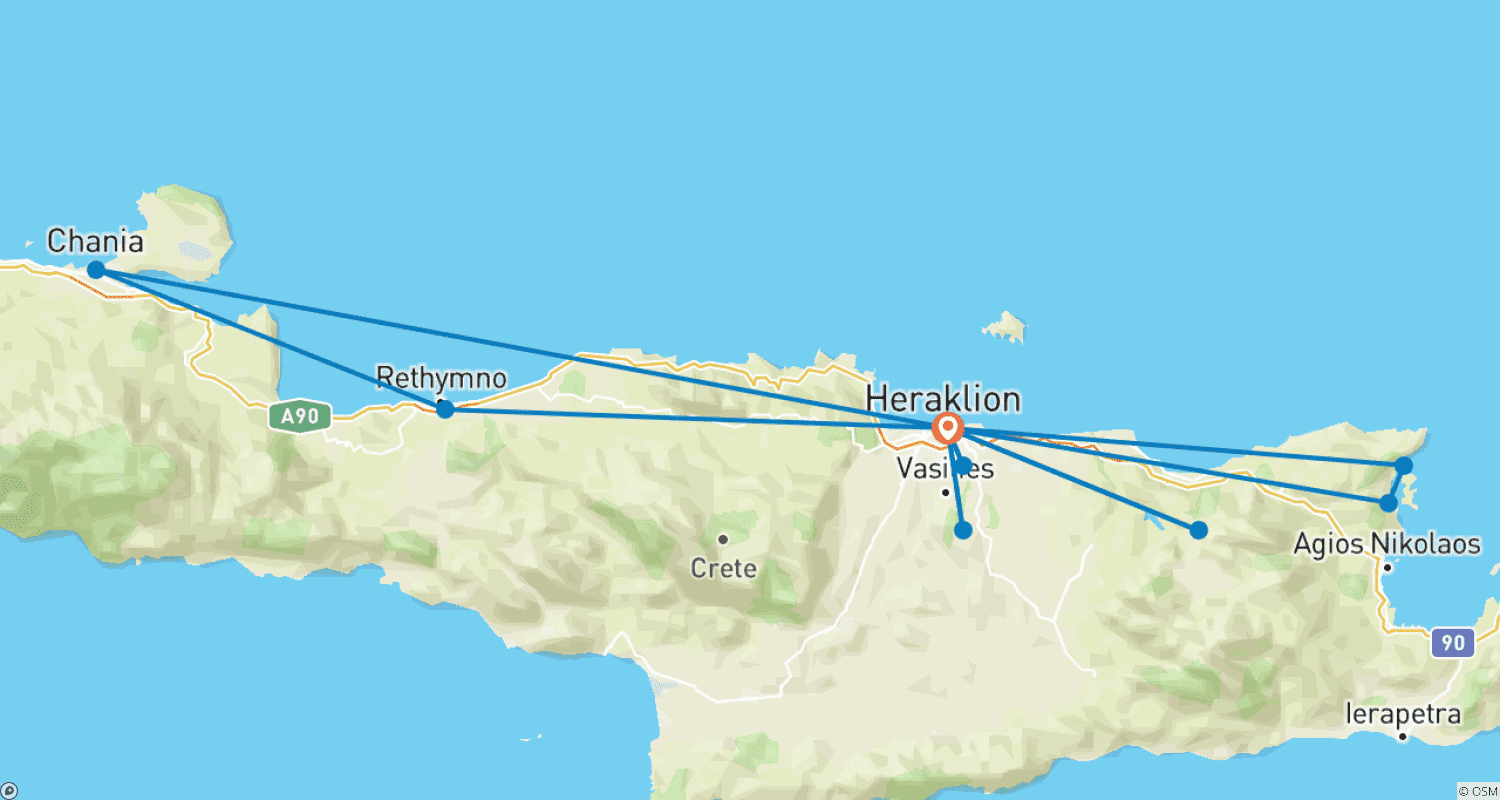Mapa trasy: Exploring Crete, Private Tour