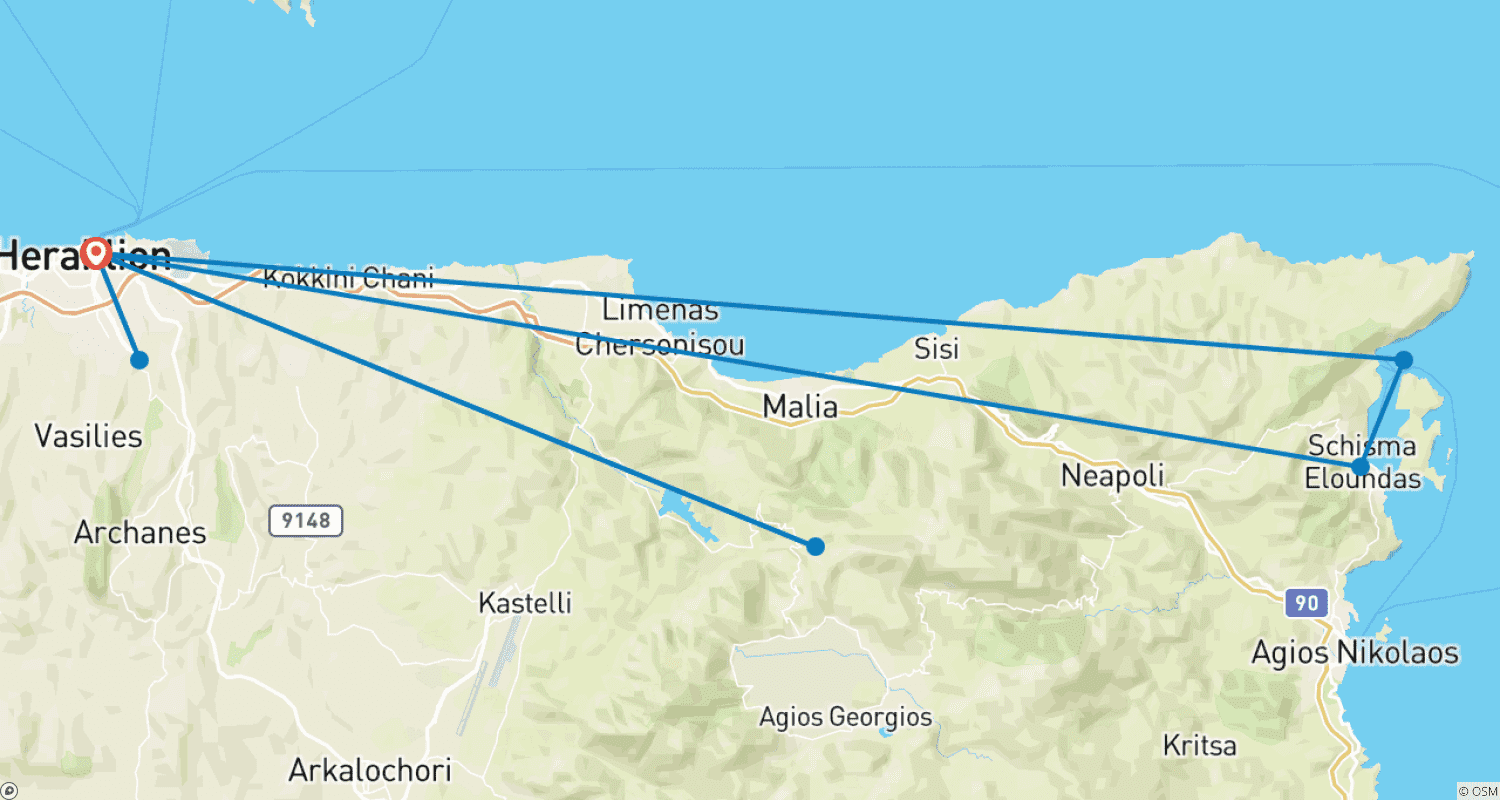 Mapa trasy: The Labyrinth of Crete, Private Tour