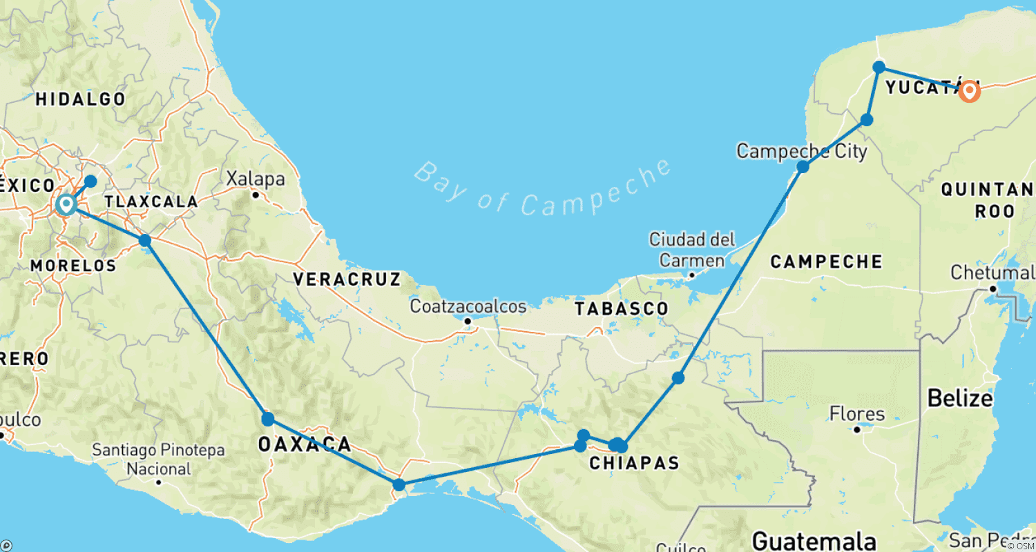 Mapa trasy: Mexico Differently