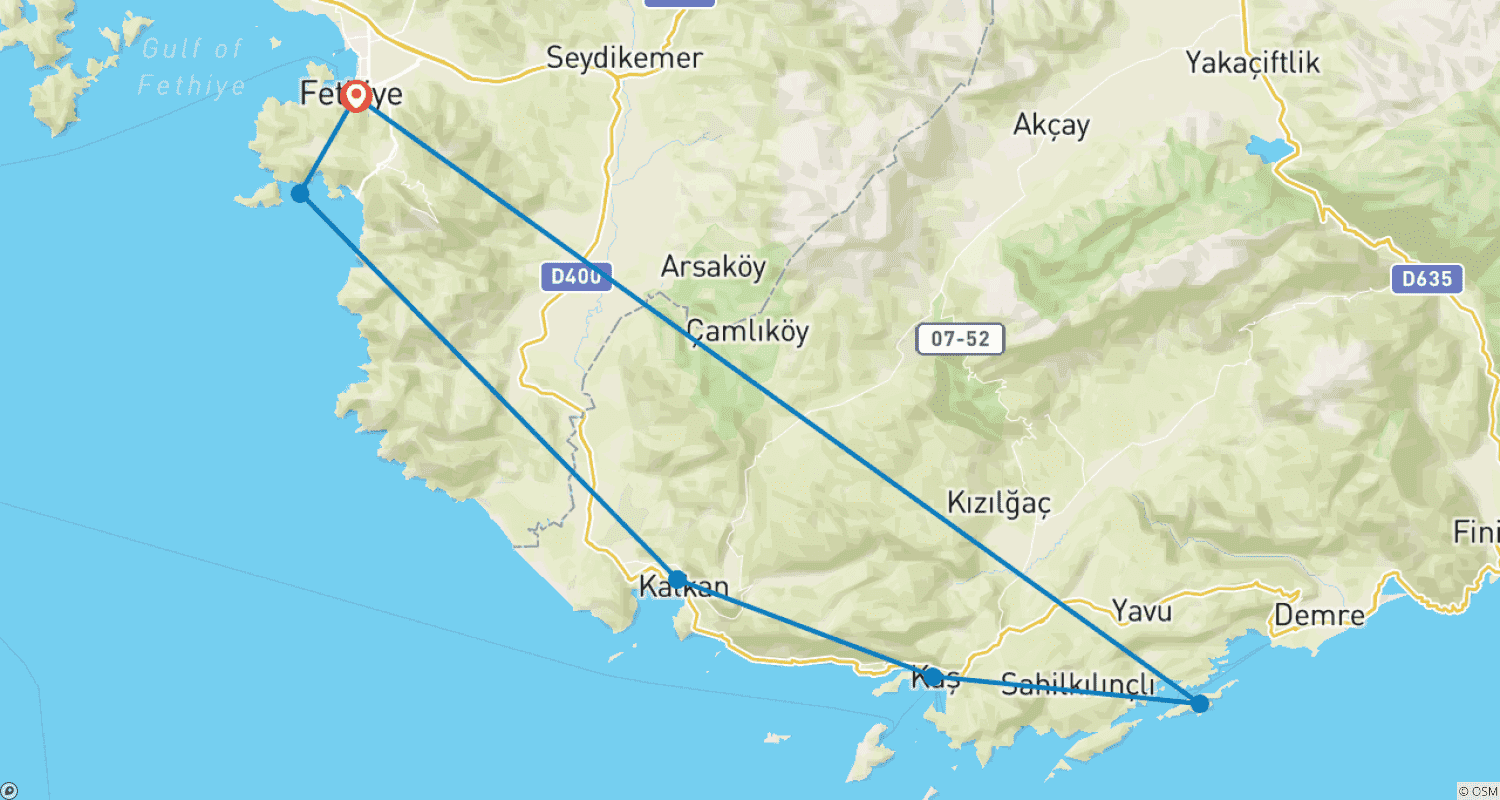 Mapa trasy: Żegluj po Turcji w orientalnym stylu