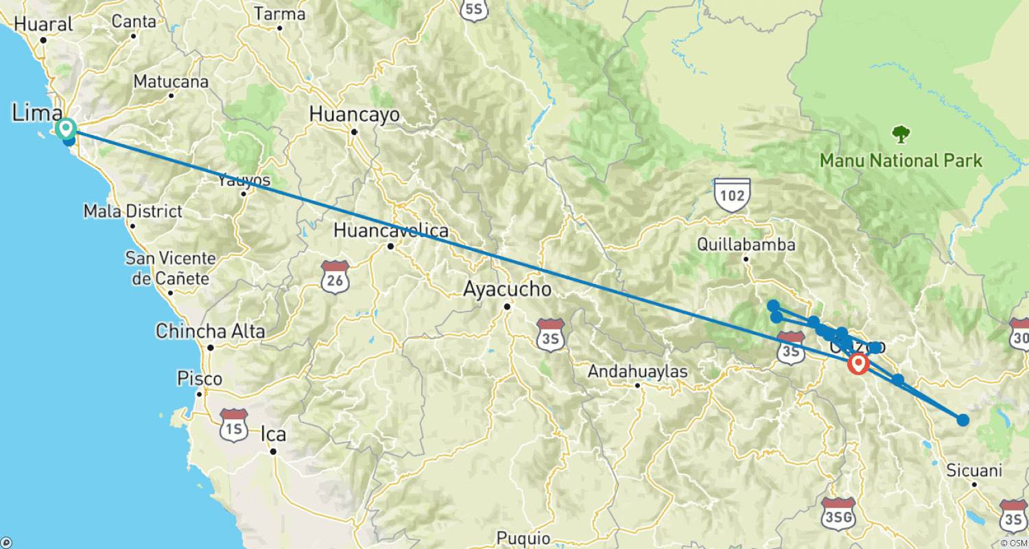 Mapa trasy: Odkrywca Peru