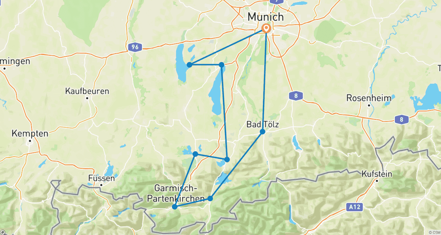 Mapa do percurso de Lagos de Munique: Esportivo