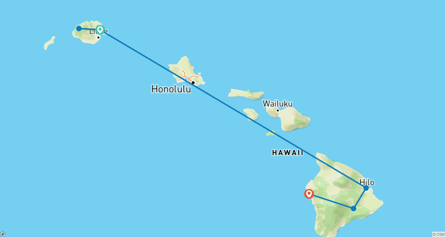 Mapa do percurso de O Melhor da Big Island e Kauai