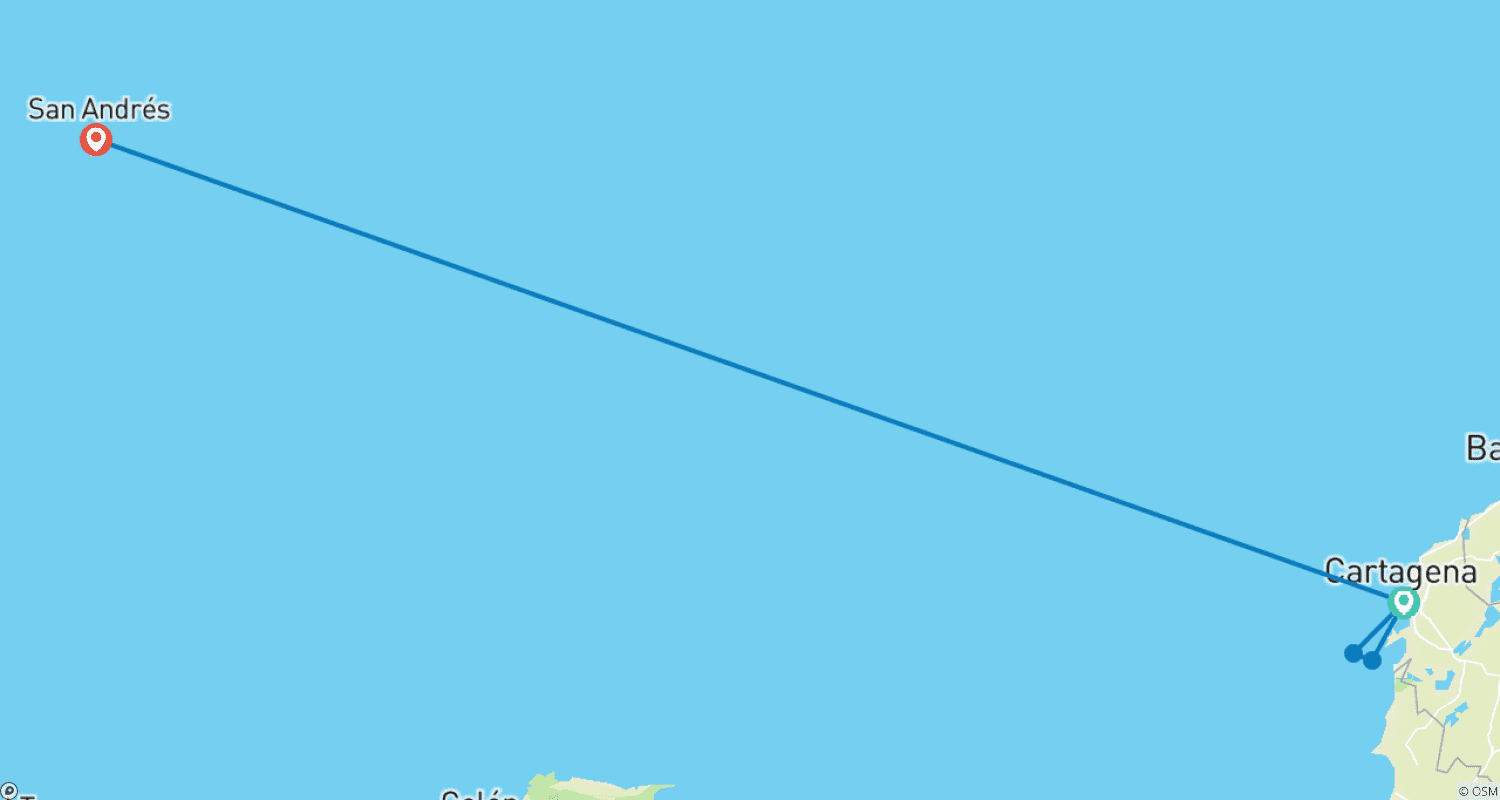 Mapa do percurso de Escapada de 6 noites às praias paradisíacas da Colômbia!