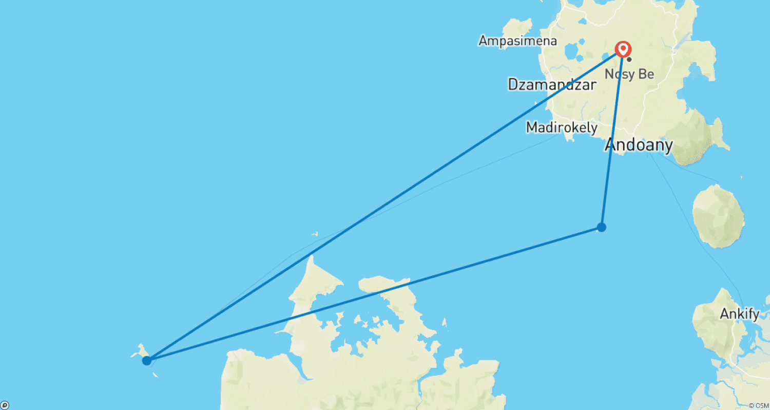 Mapa trasy: Rejs na archipelag Radama katamaranem