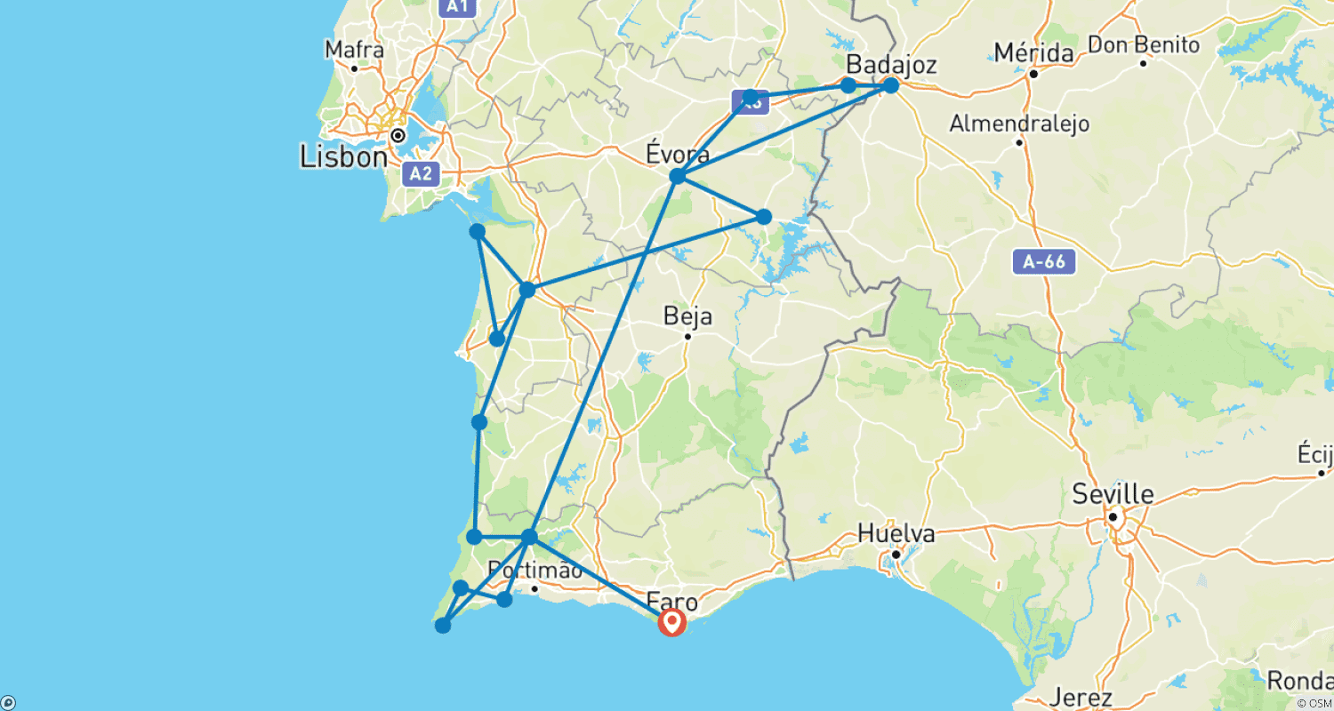 Mapa trasy: Portugalia: Szlaki w Głębi Kraju, Samodzielna Podróż