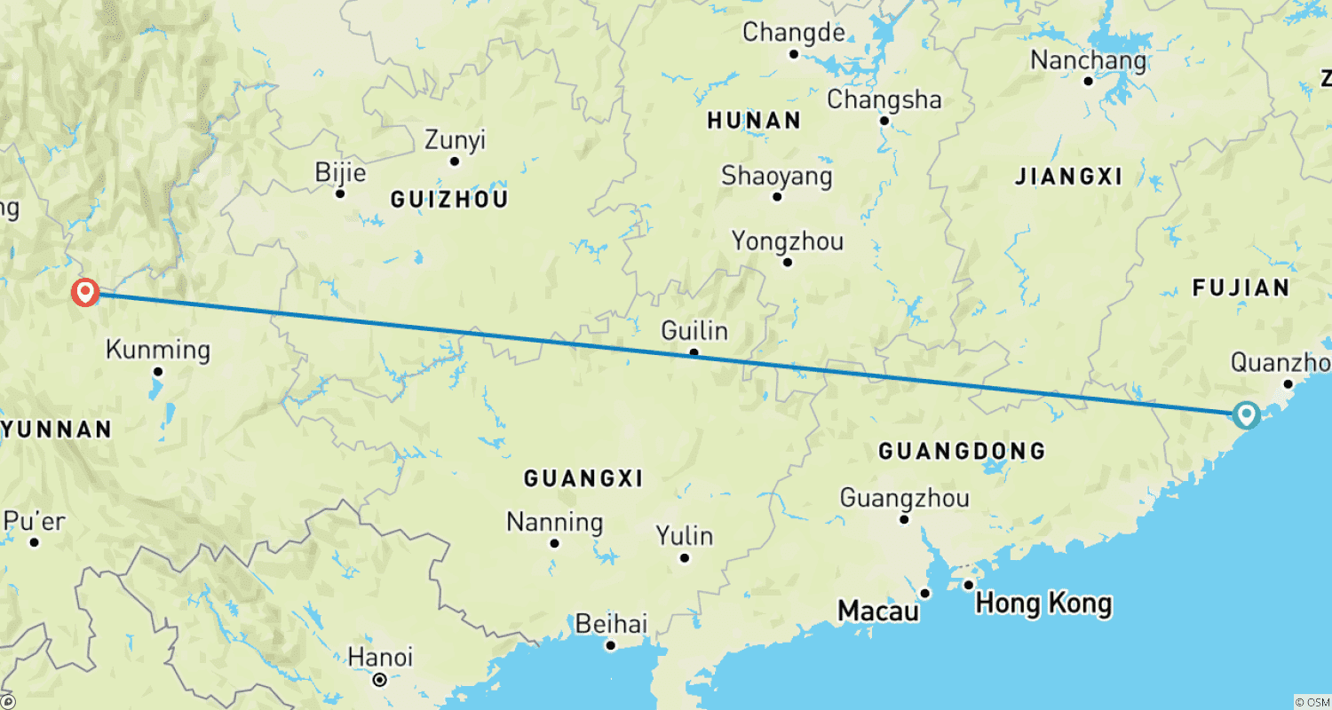 Mapa do percurso de Escapada Urbana em Xiamen, Tour Privado