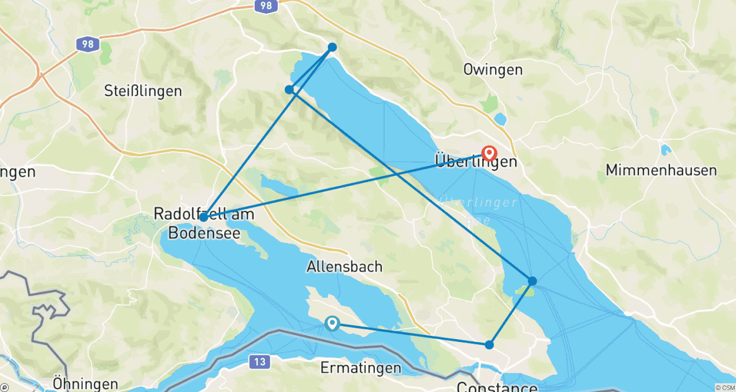 Mapa do percurso de Lago de Constança: Caminhada e Relaxamento