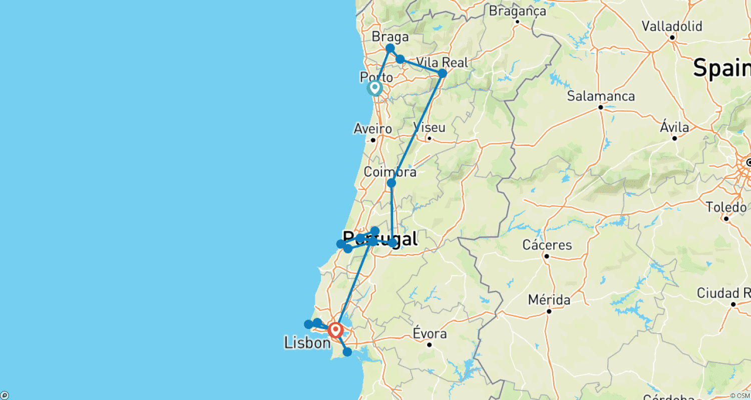 Mapa trasy: Portugal Highlights