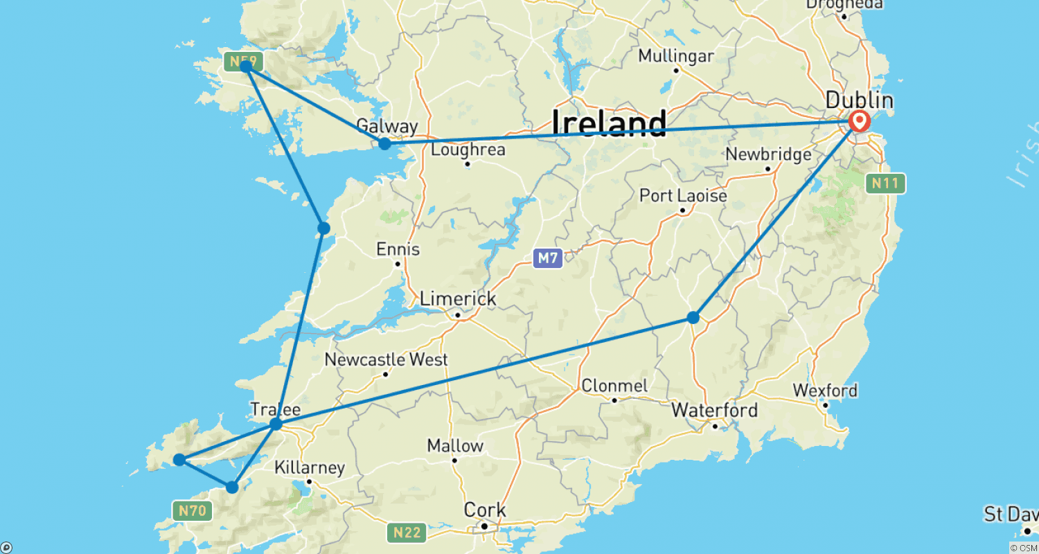 Mapa trasy: Ireland Highlights