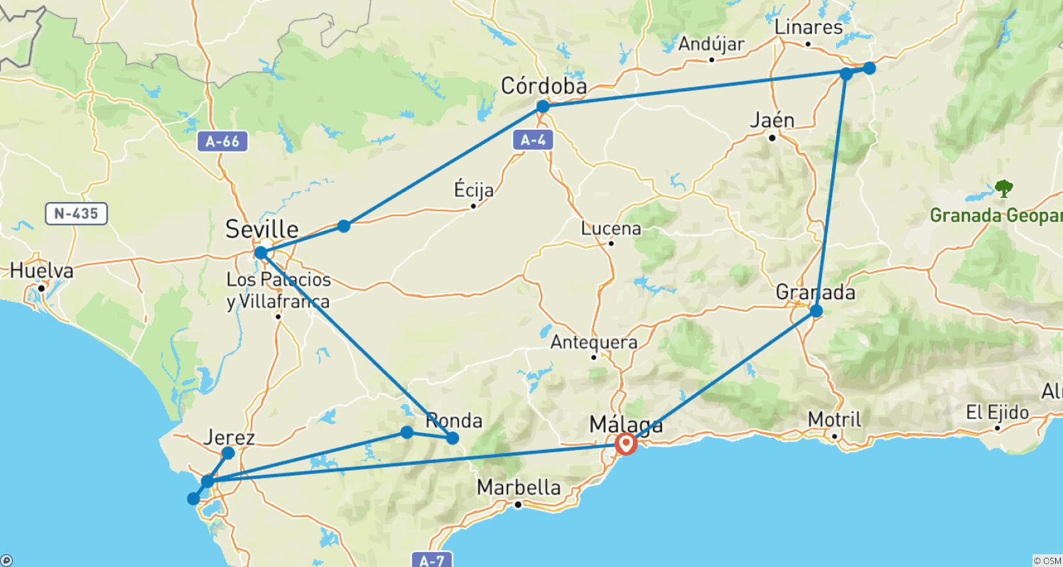 Andalusia Impressionsのルートマップ