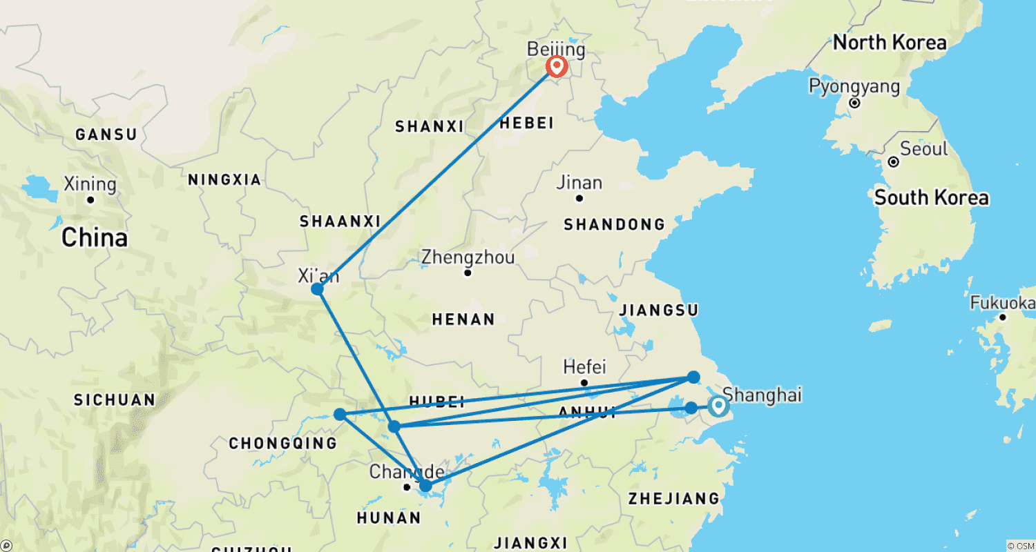 خريطة مسار Yangtze Cruise Impressions