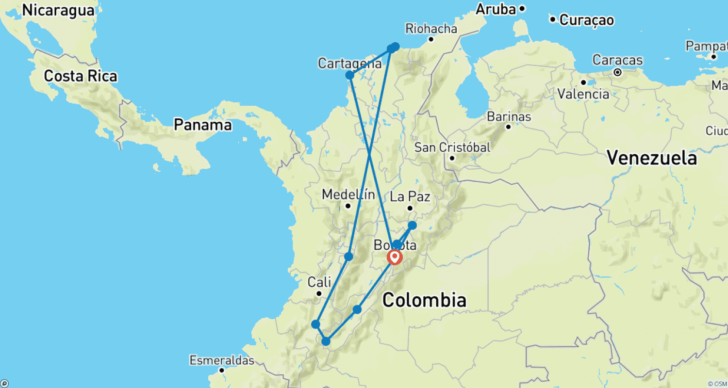 Mapa trasy: Colombia Highlights
