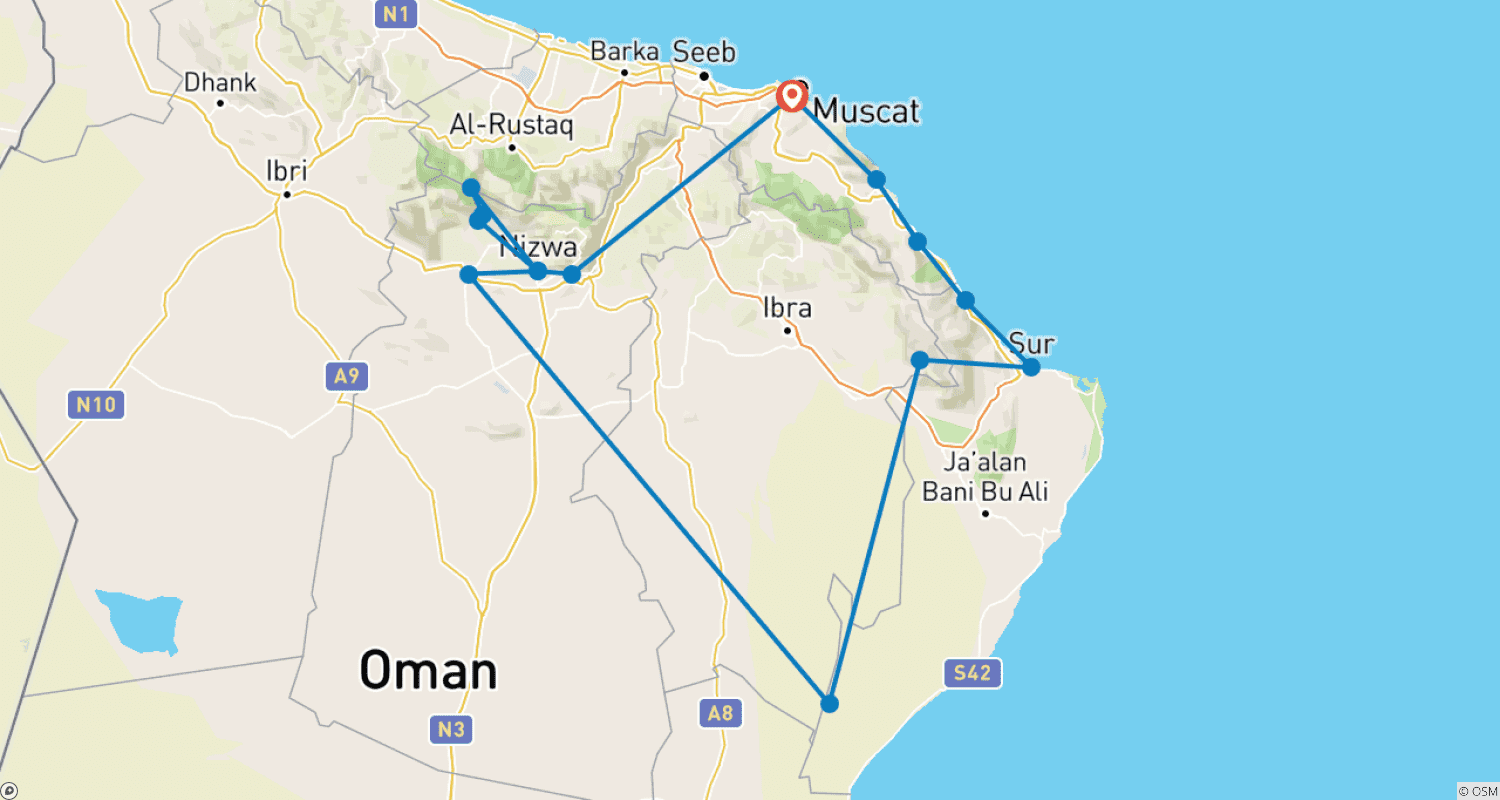 Mapa trasy: Oman Express