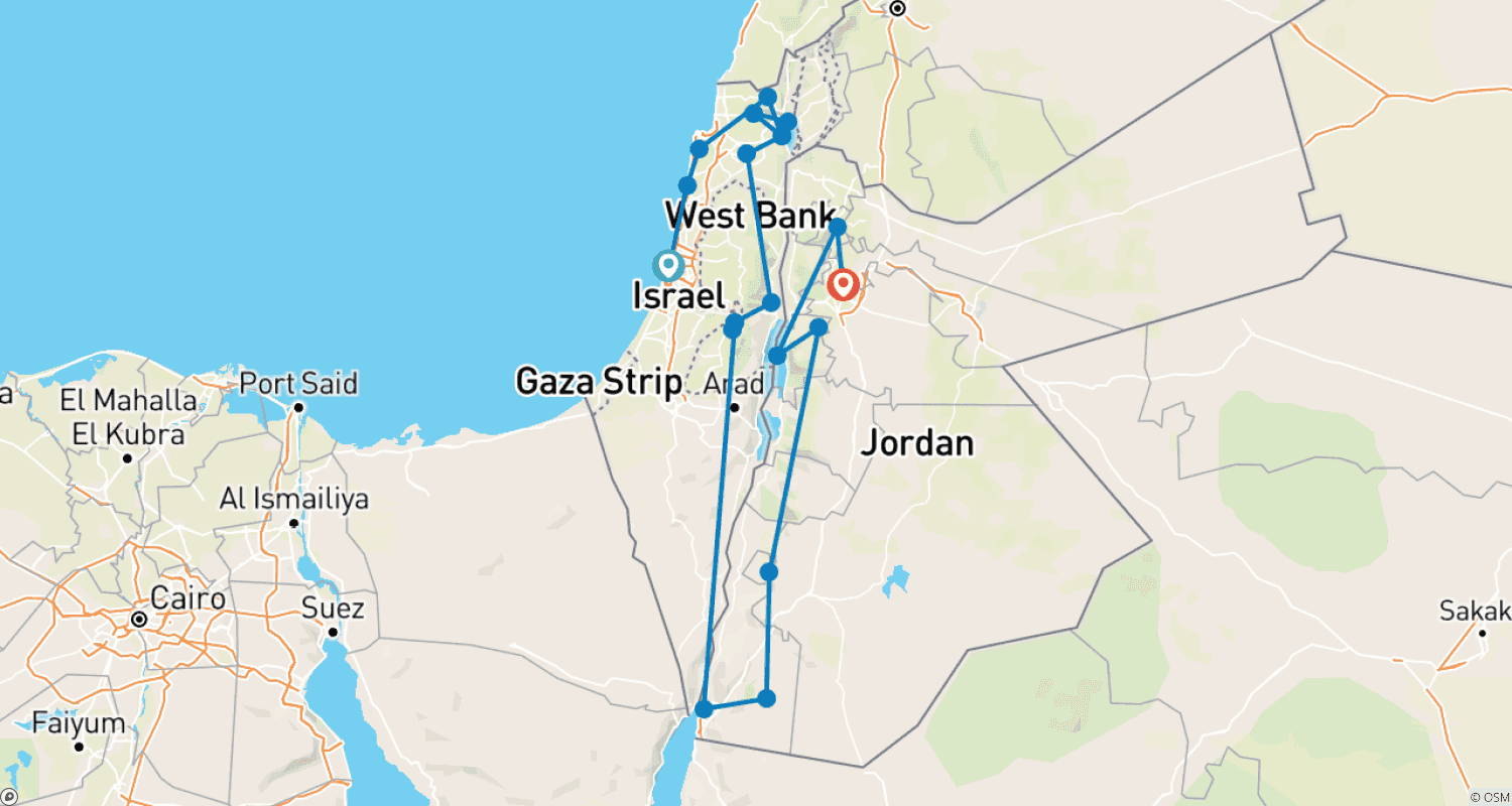 Mapa trasy: Israel & Jordan Highlights