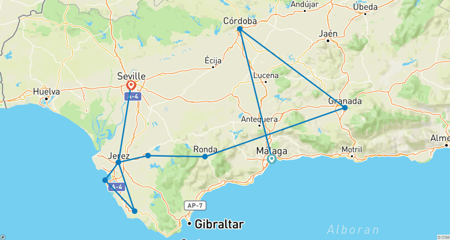 Mapa trasy: Andalusia: Relaxed Experience