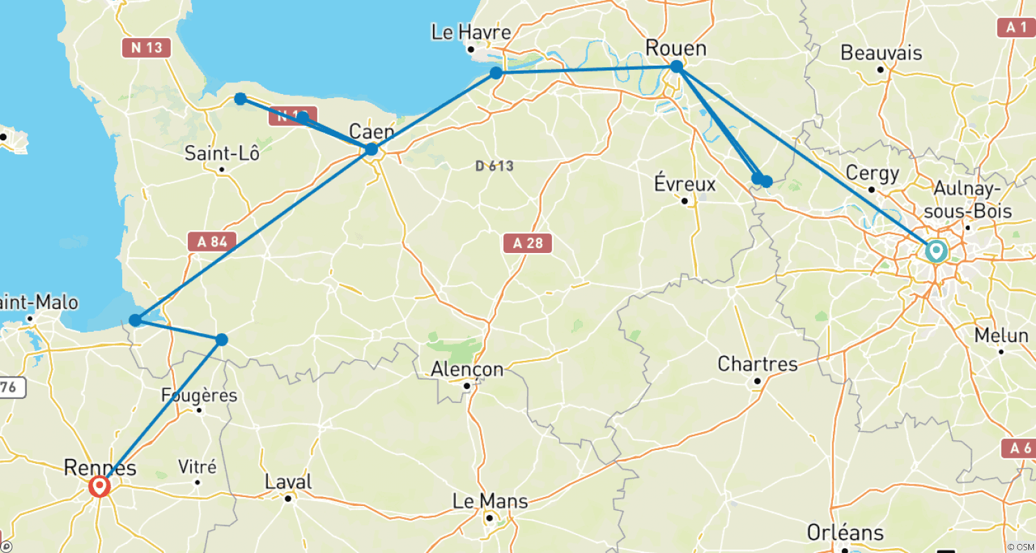 خريطة مسار Normandy Culture & Relaxation