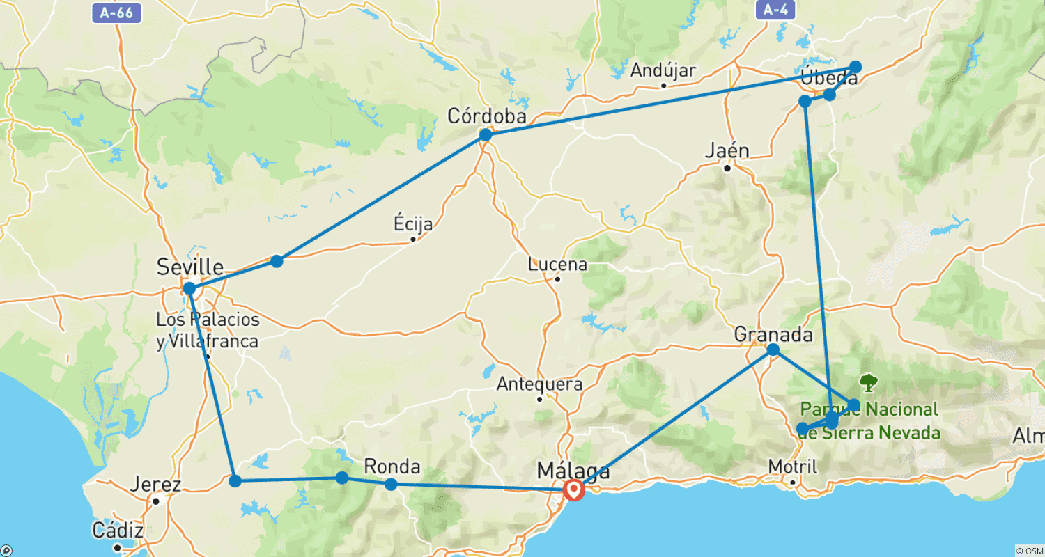 Mapa do percurso de Andalusia Impressions with Flair