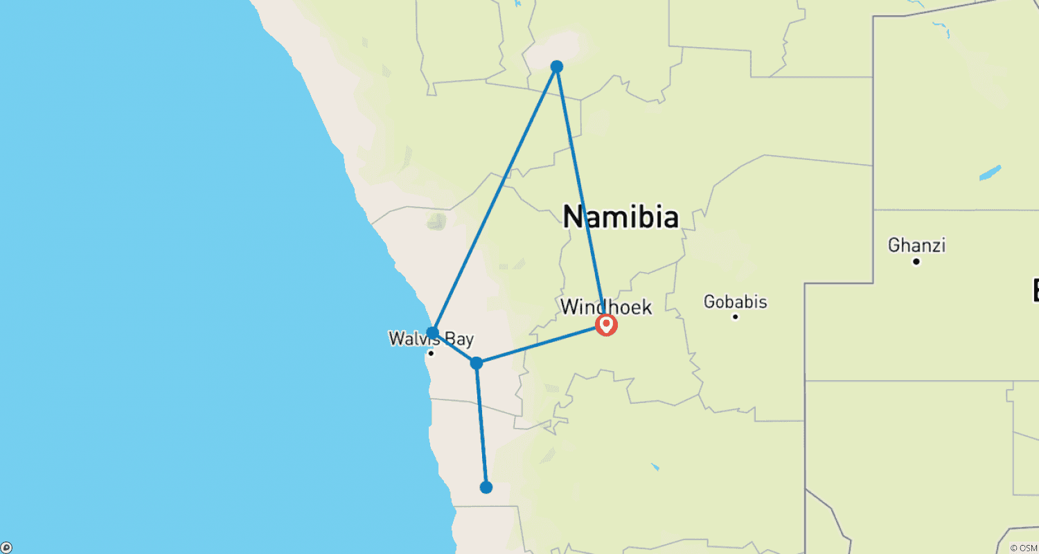 Mapa trasy: Namibia Express