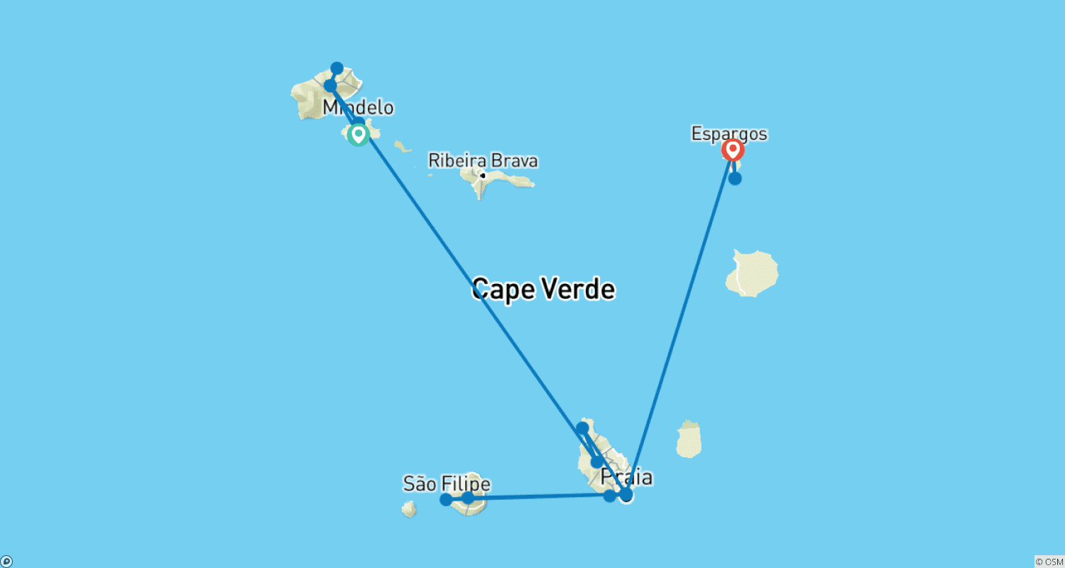 Mapa do percurso de Destaques de Cabo Verde