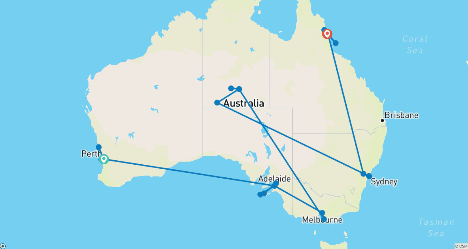 Mapa trasy: Australia w Głębi